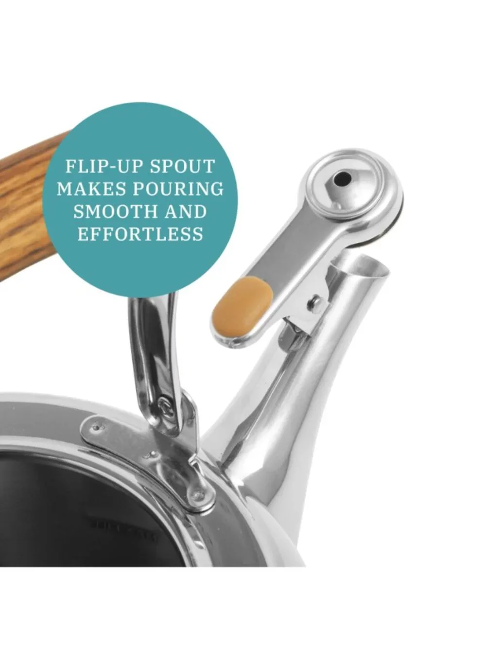 The Pioneer Woman Sliver Stainless Steel Whistling Tea Kettle Folding Handle